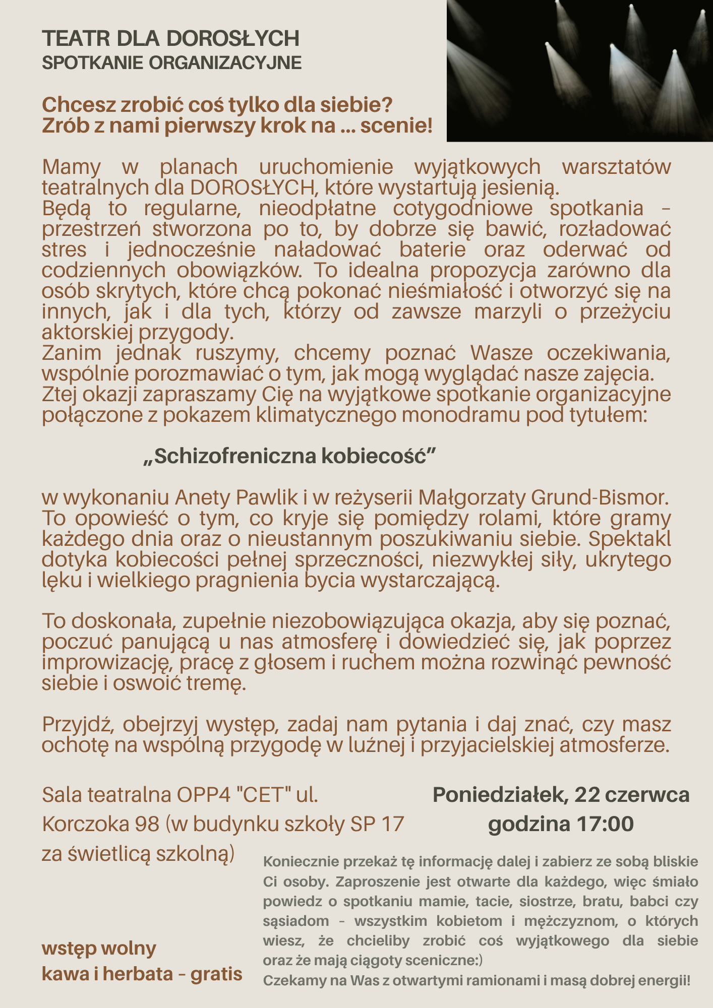 TEATR DLA DOROSŁYCH SPOTKANIE ORGANIZACYJNE
